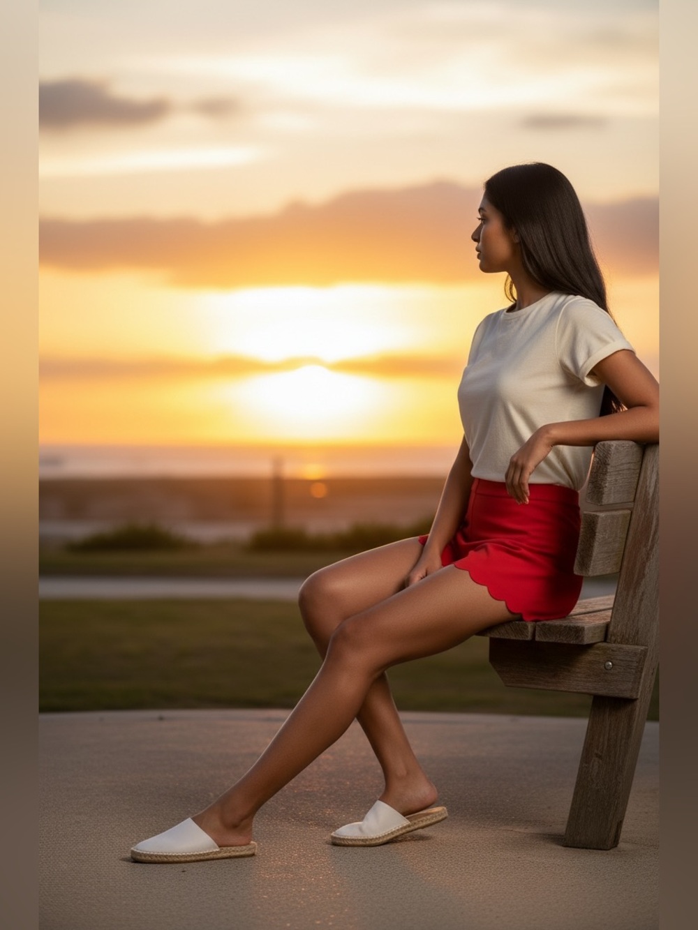 J. Crew Bright Red Scallop-Hem High Waist Shorts - Picture 5 of 8